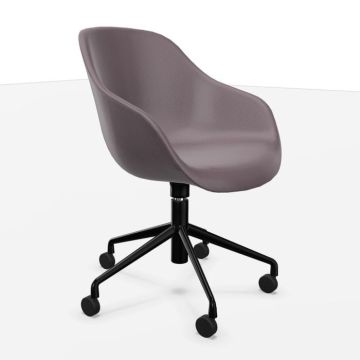 AAC 153 Soft Chair, Cappuccino Brown Leather Upholstery / Black Swivel Base With Castors