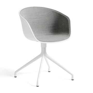 AAC 20 Chair, Front Upholstery, White Shell / Light Grey Upholstery / White Base