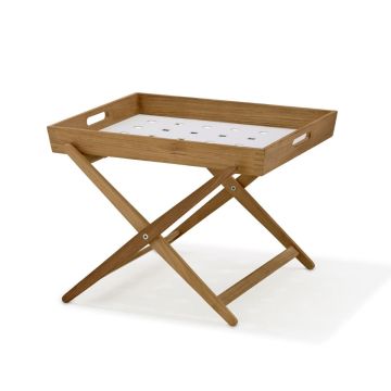 Amaze Folding Side Table, Teak With White Aluminium
