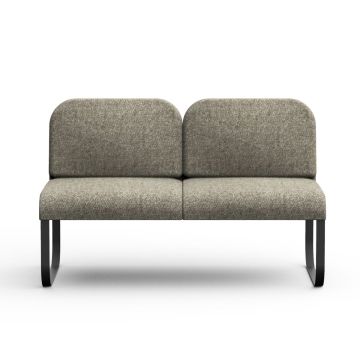 Bail Sofa With Coffee Table, Dark Grey Upholstery / Black Metal Frame