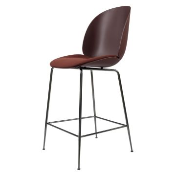 Beetle Counter Chair, Dark Pink Shell / Pink Seat Upholstery / Black Steel Base