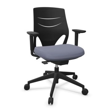 Efit Office Chair, Medium Back, Black Backrest / Grey Upholstered Seat / Black Base