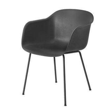 Fiber Armchair, Tube Base, Black Shell / Black Base