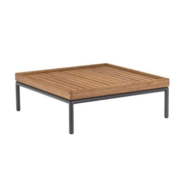 Level Coffee Table, 81x81cm, Bamboo Top / Dark Grey Metal Frame