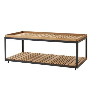 Level Coffee Table, Rectangular, Teak Top / Lava Grey Base