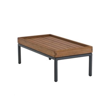 Level Lounge Side Table, 41x81cm, Bamboo Top / Dark Grey Metal Frame