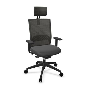 Stay Office Chair With Headrest, Black Backrest and Seat / Black Base