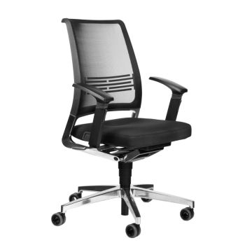 VINTAGEis5 17V7 Office Chair, Mesh Backrest / Black Seat / Polished Aluminium Base