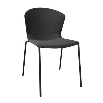 Whass Chair, Tube Base, Black Seat / Black Base