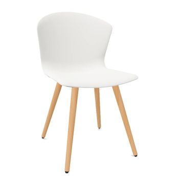 Whass Chair, Wood Base, White Seat / Beech Legs