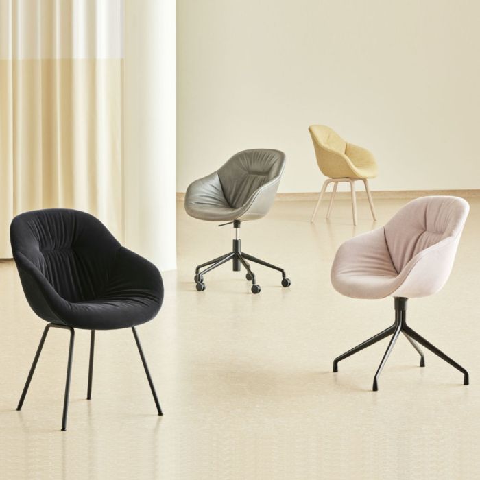 AAC 153 Soft Chair, Cappuccino Brown Leather Upholstery / Black Swivel Base With Castors
