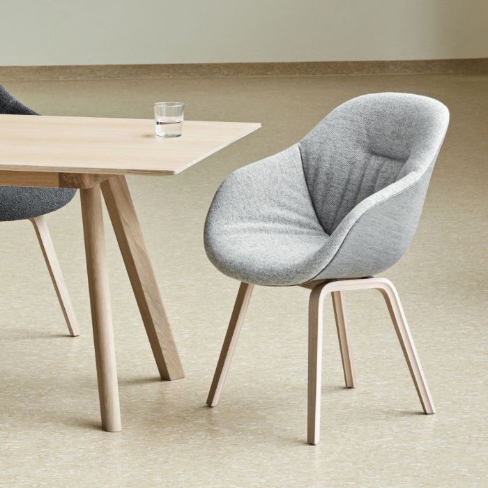 AAC 123 Soft Duo Chair, Off-White Upholstery / Light Purple Shell / Oak Base