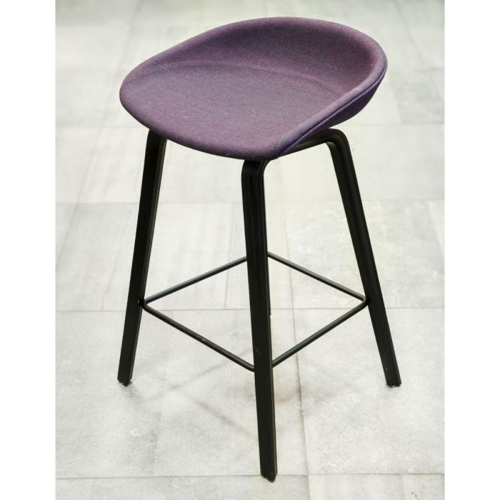 AAS 33 Bar Stool, Low, Dark Purple Upholstery / Black Oak Base