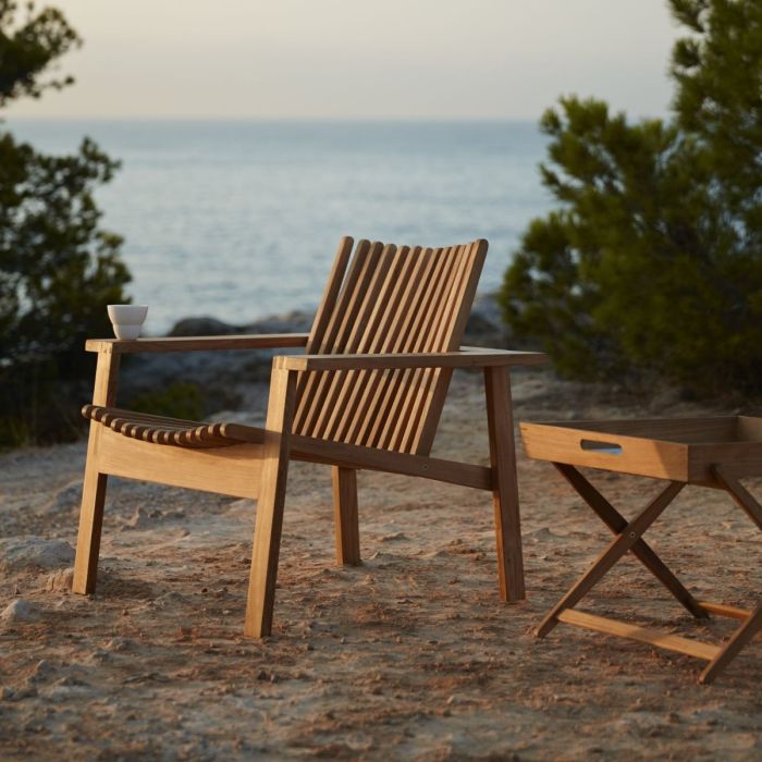 Amaze Folding Side Table, Teak With White Aluminium