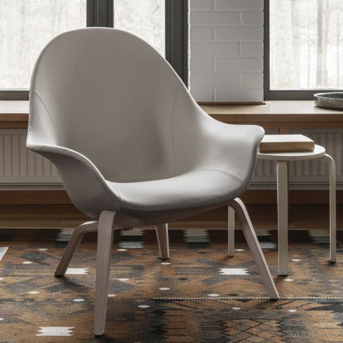 Atticus Lounge Chair, High, Yellowish-Green Seat / Oak Legs