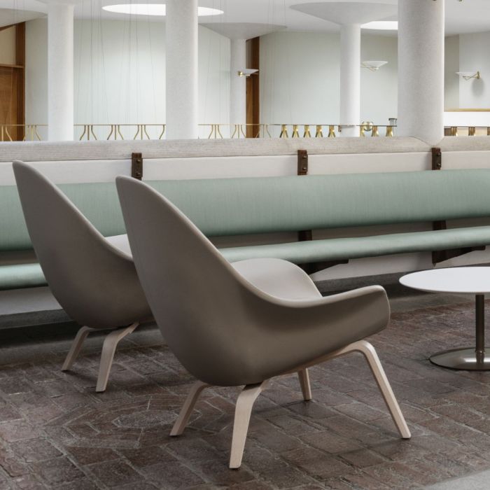 Atticus Lounge Chair, High, Yellowish-Green Seat / Oak Legs