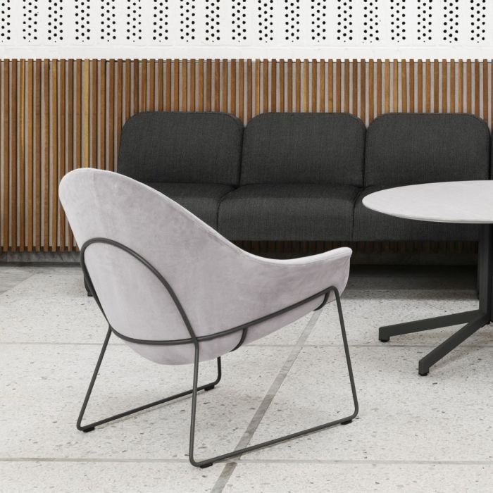 Atticus Lounge Chair, Low, Green-Blue Seat / Black Metal Frame