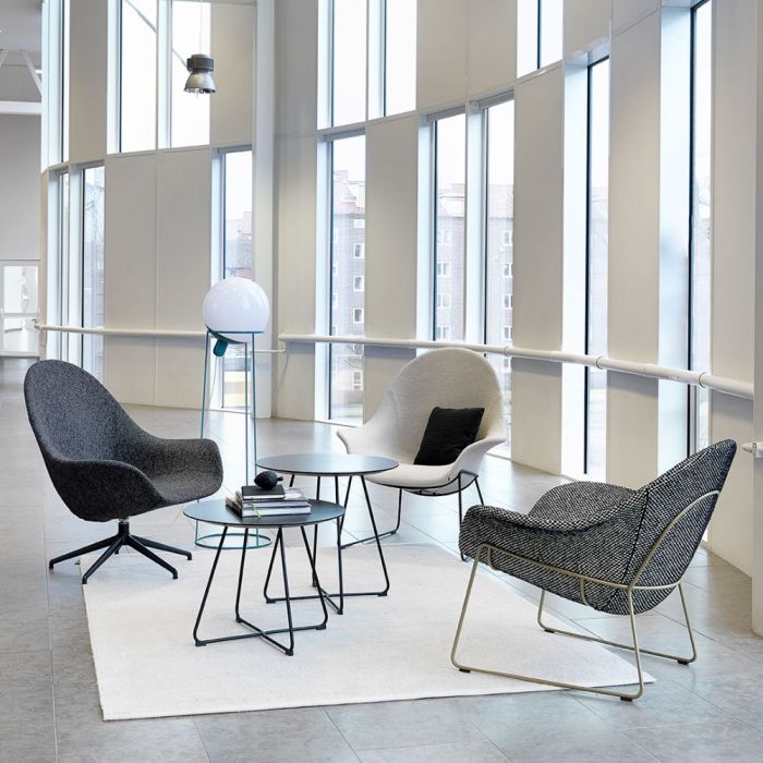 Atticus Lounge Chair, Low, Green-Blue Seat / Black Metal Frame