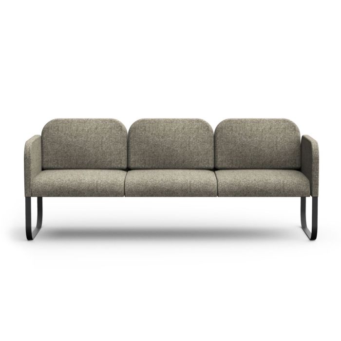 Bail Sofa With Coffee Table, Dark Grey Upholstery / Black Metal Frame