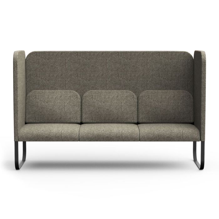 Bail Sofa With Coffee Table, Dark Grey Upholstery / Black Metal Frame