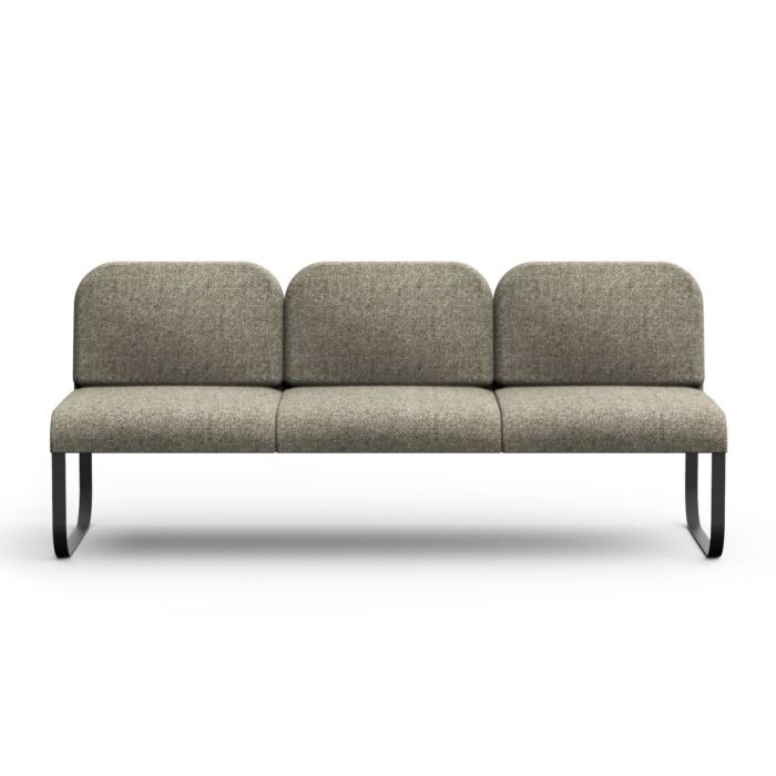 Bail Sofa With Coffee Table, Dark Grey Upholstery / Black Metal Frame