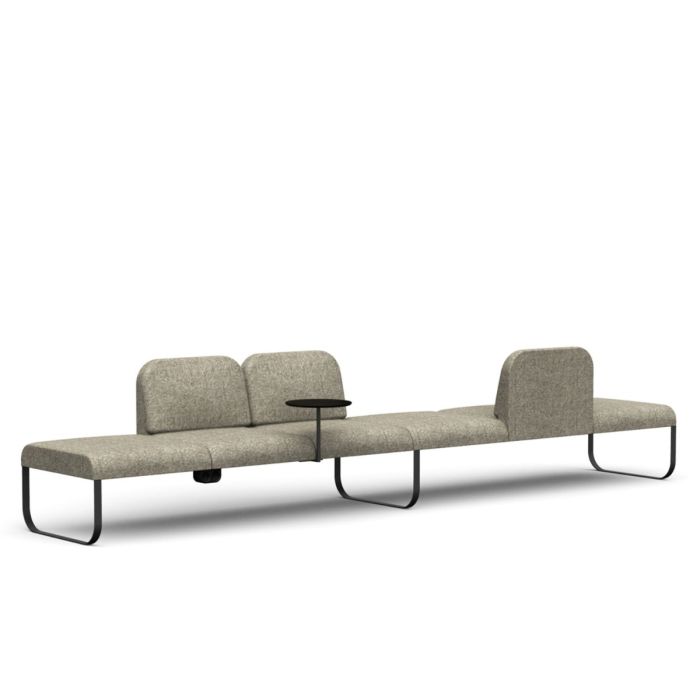 Bail Sofa With Coffee Table, Dark Grey Upholstery / Black Metal Frame