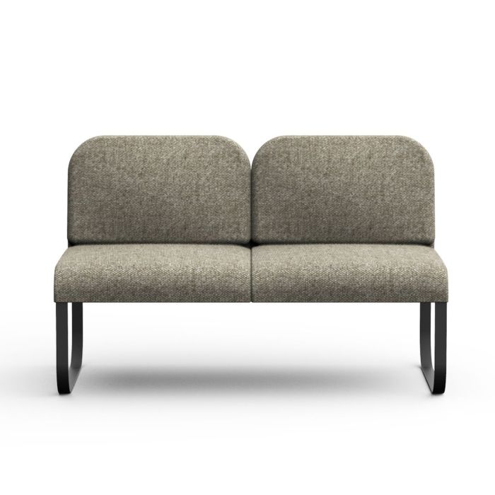 Bail Sofa With Coffee Table, Dark Grey Upholstery / Black Metal Frame