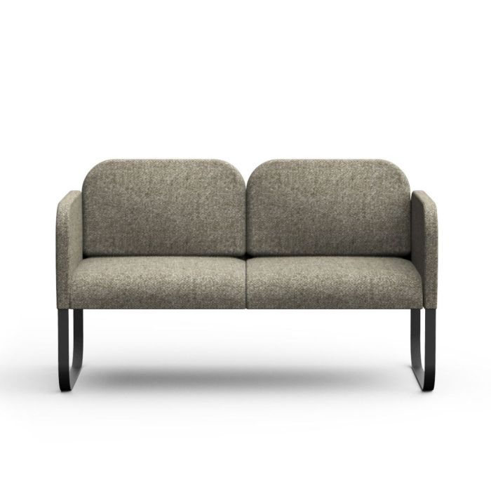 Bail Sofa With Coffee Table, Dark Grey Upholstery / Black Metal Frame