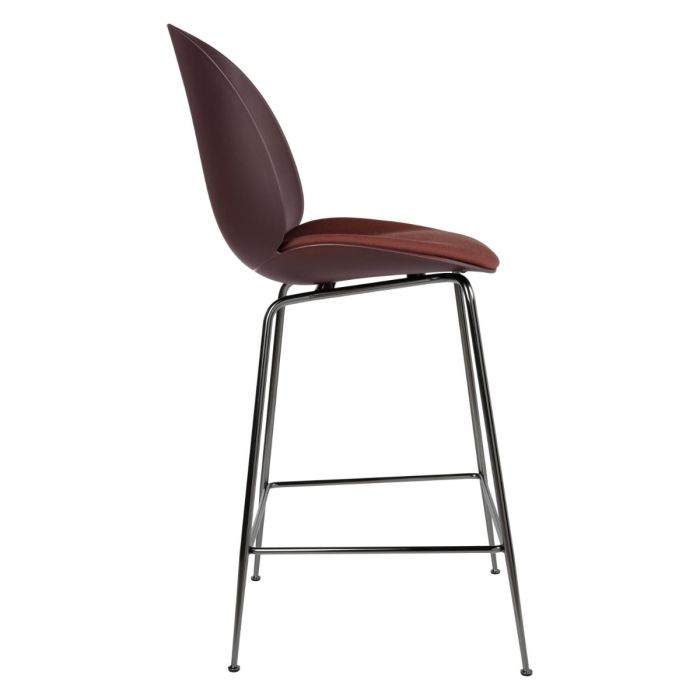 Beetle Counter Chair, Dark Pink Shell / Pink Seat Upholstery / Black Steel Base