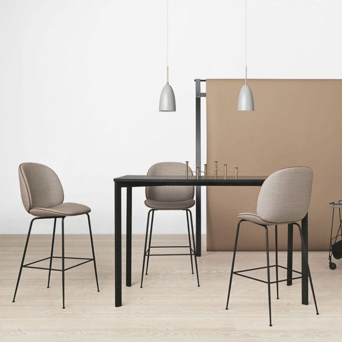 Beetle Counter Chair, Dark Pink Shell / Pink Seat Upholstery / Black Steel Base