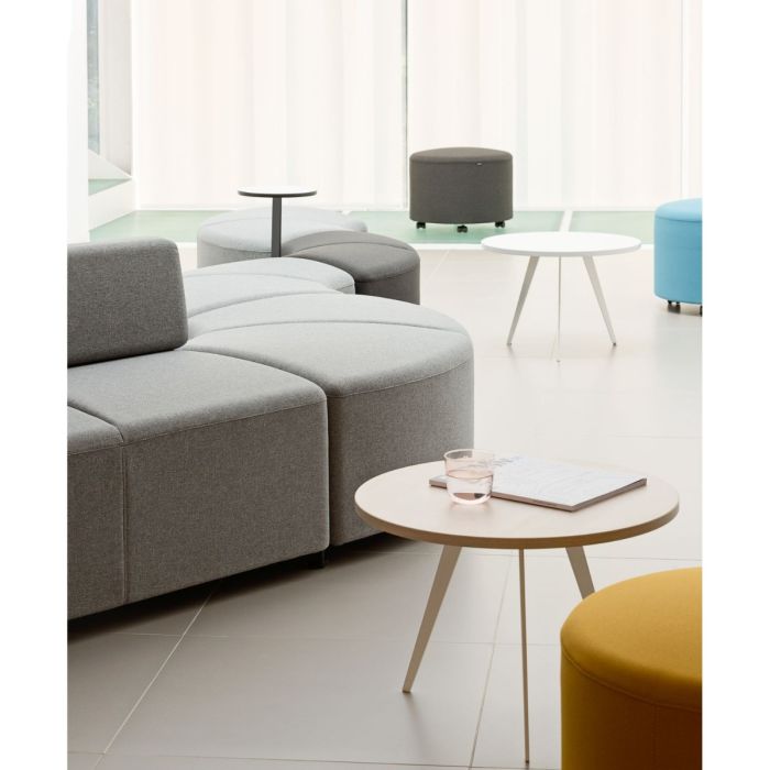 Bend Soft Seating, Curved Symmetric 64cm Side Module With Backrest & Side Table, Grey / Brown