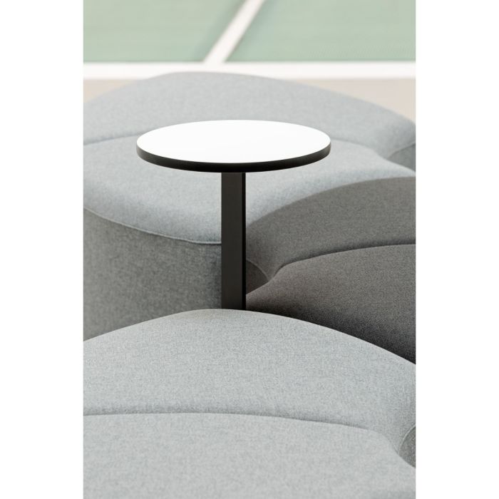 Bend Soft Seating, Curved Symmetric 64cm Side Module With Backrest & Side Table, Grey / Brown