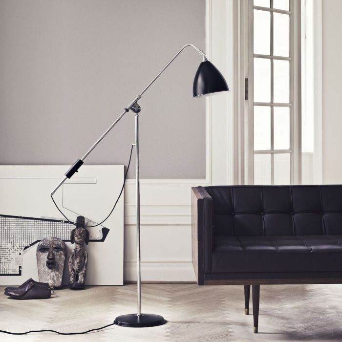 Bestlite BL4 Floor Lamp, Black Shade / Chrome Base