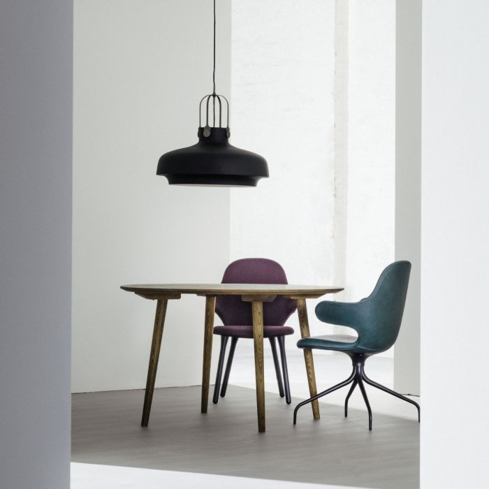 Catch Chair JH2, Swivel Base, Dark Green / Black Base