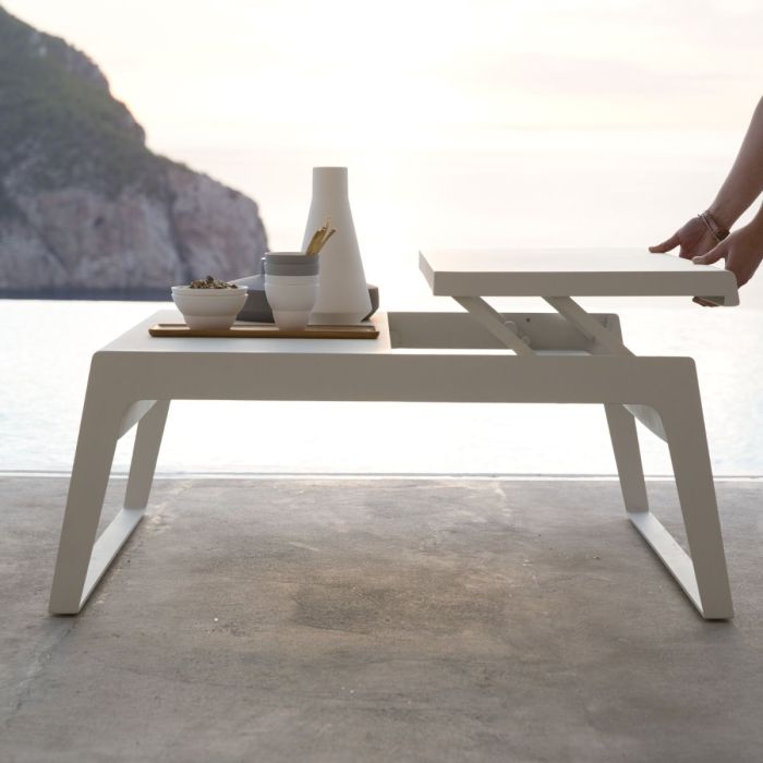 Chill-Out Coffee Table, Dual Height, Double Sided, White