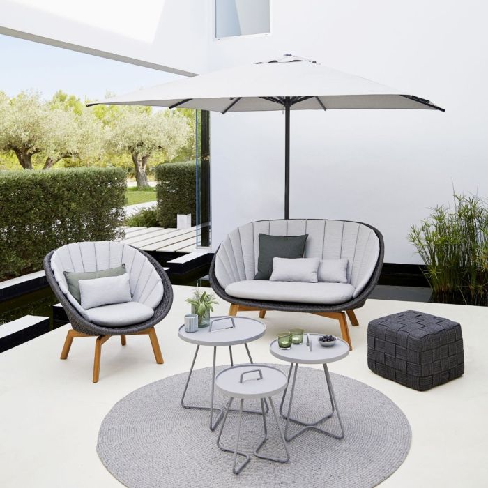 Classic Parasol With Pulley System, Ø300cm, Mud / Teak Frame