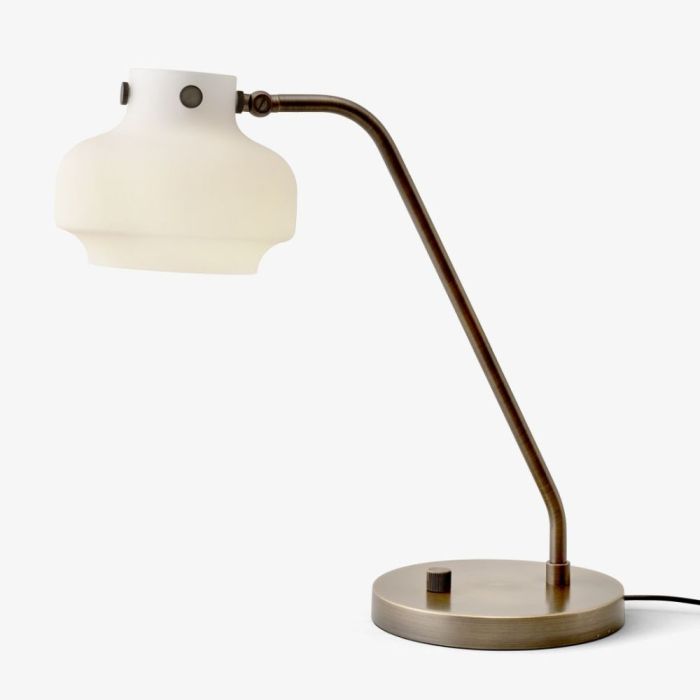 Copenhagen Desk Lamp SC15, Opal Glass & Bronzed Brass