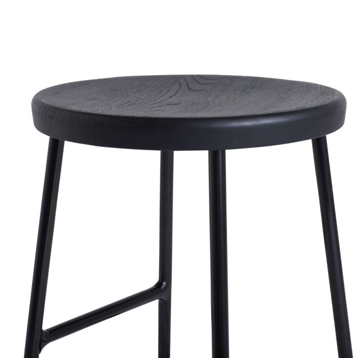 Cornet Bar Stool, High, Soft Black Seat / Black Base 