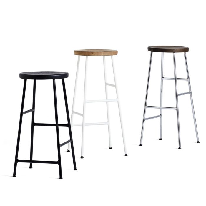 Cornet Bar Stool, High, Soft Black Seat / Black Base 