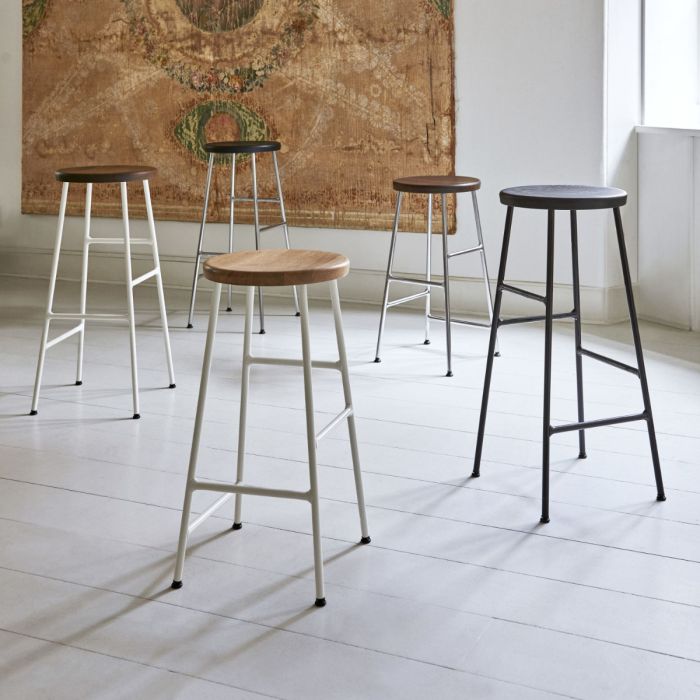 Cornet Bar Stool, High, Soft Black Seat / Black Base 