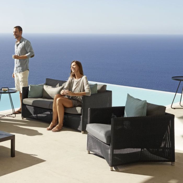 Diamond Lounge Chair With Cushion Set, Weave, Graphite