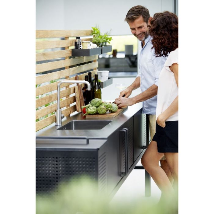 Drop Kitchen Wide Module With Table Top (50x200cm) Incl Sink & Teak Wall