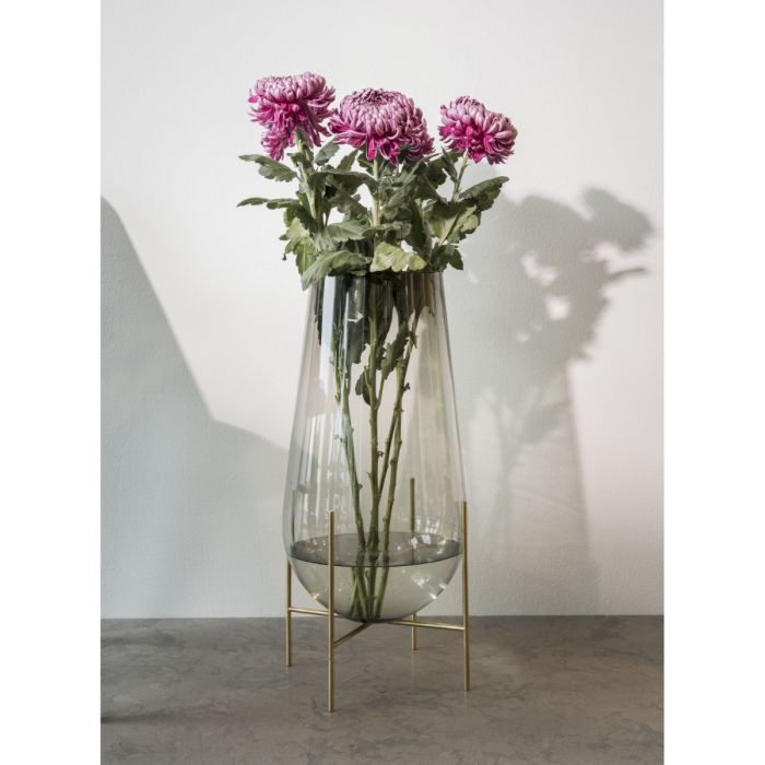 Echasse Vase, L, Smoke/Brushed Brass