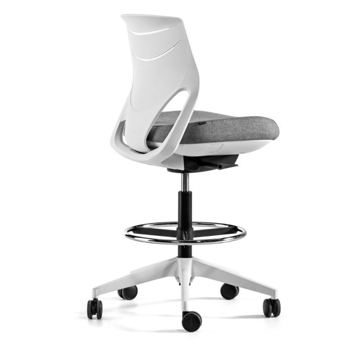 Efit Office Chair, Low Back, White Backrest / Beige Upholstered Seat / White Base