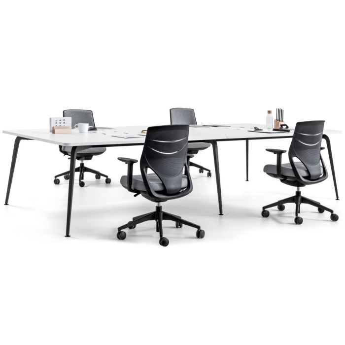 Efit Office Chair, Medium Back, Black Backrest / Grey Upholstered Seat / Black Base