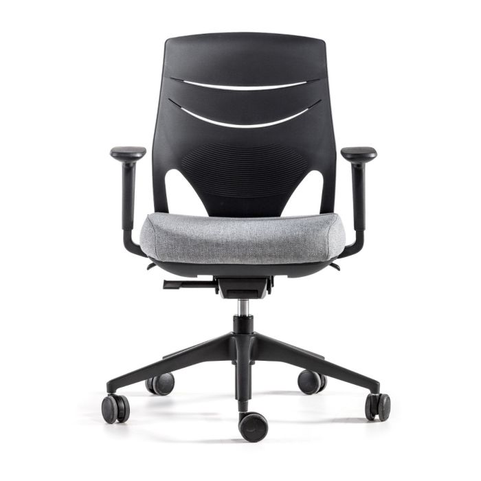 Efit Office Chair, Medium Back, Black Backrest / Grey Upholstered Seat / Black Base
