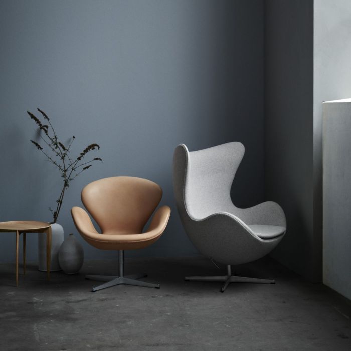 Egg Lounge Chair, Dark Red Upholstery/Satin Polished Steel Base