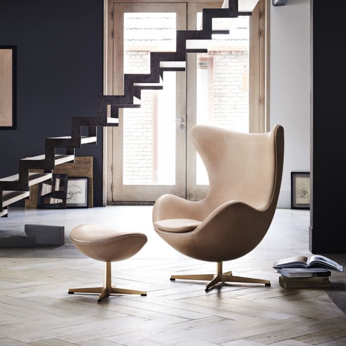 Egg Lounge Chair, Dark Red Upholstery/Satin Polished Steel Base