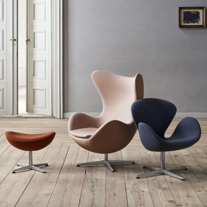 Egg Lounge Chair, Dark Red Upholstery/Satin Polished Steel Base