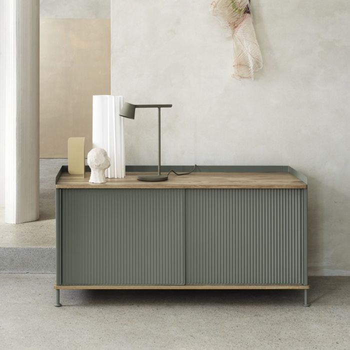 Enfold Sideboard, Low, Oak / Dusty Green